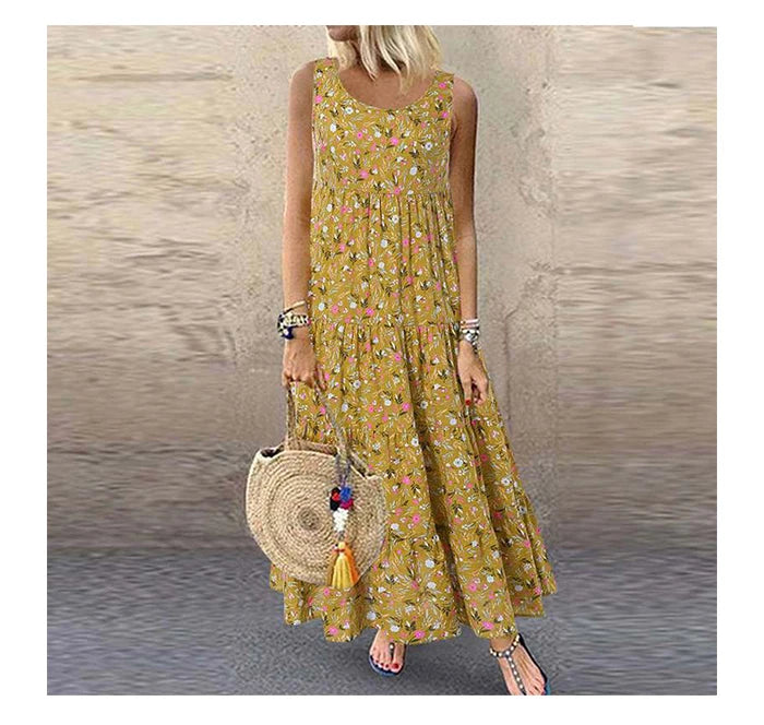 Vestido Maxi Boêmio Floral Feminino