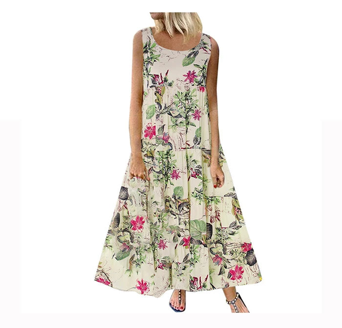 Vestido Maxi Boêmio Floral Feminino