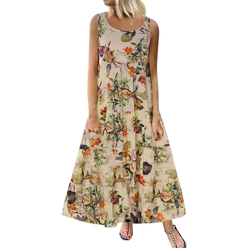 Vestido Maxi Boêmio Floral Feminino
