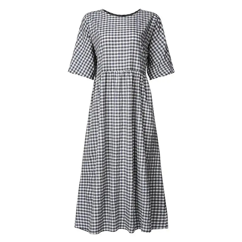 Túnica Feminina Xadrez Maxi Boêmio Casual