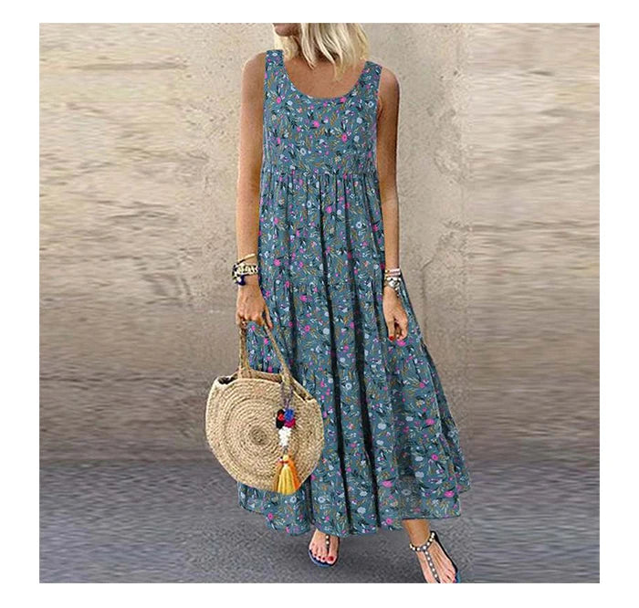 Vestido Maxi Boêmio Floral Feminino