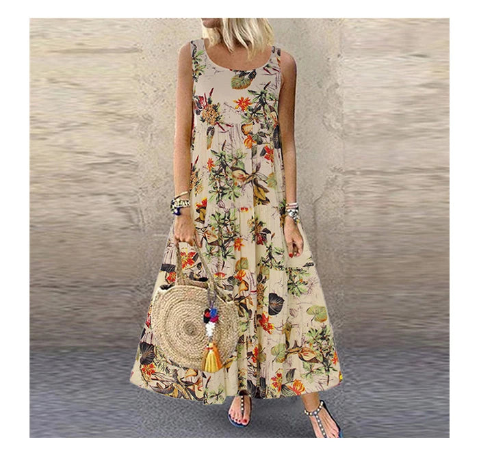 Vestido Maxi Boêmio Floral Feminino