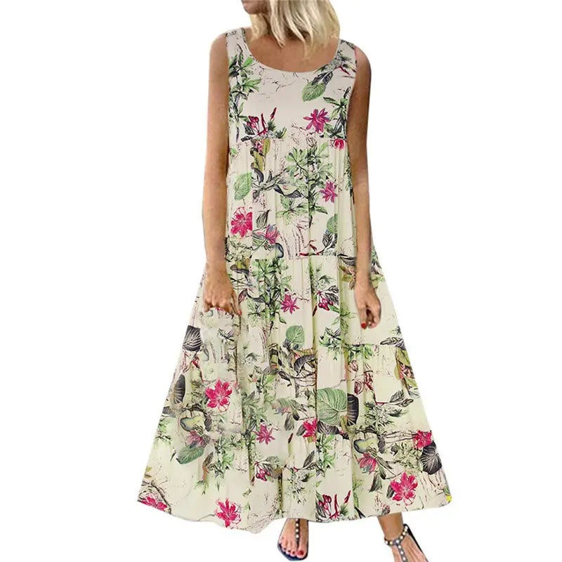 Vestido Maxi Boêmio Floral Feminino