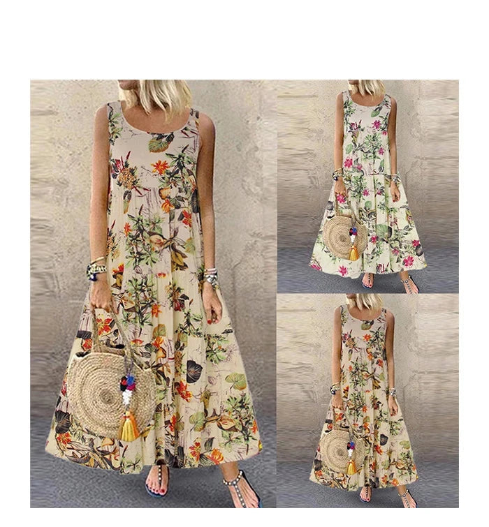 Vestido Maxi Boêmio Floral Feminino