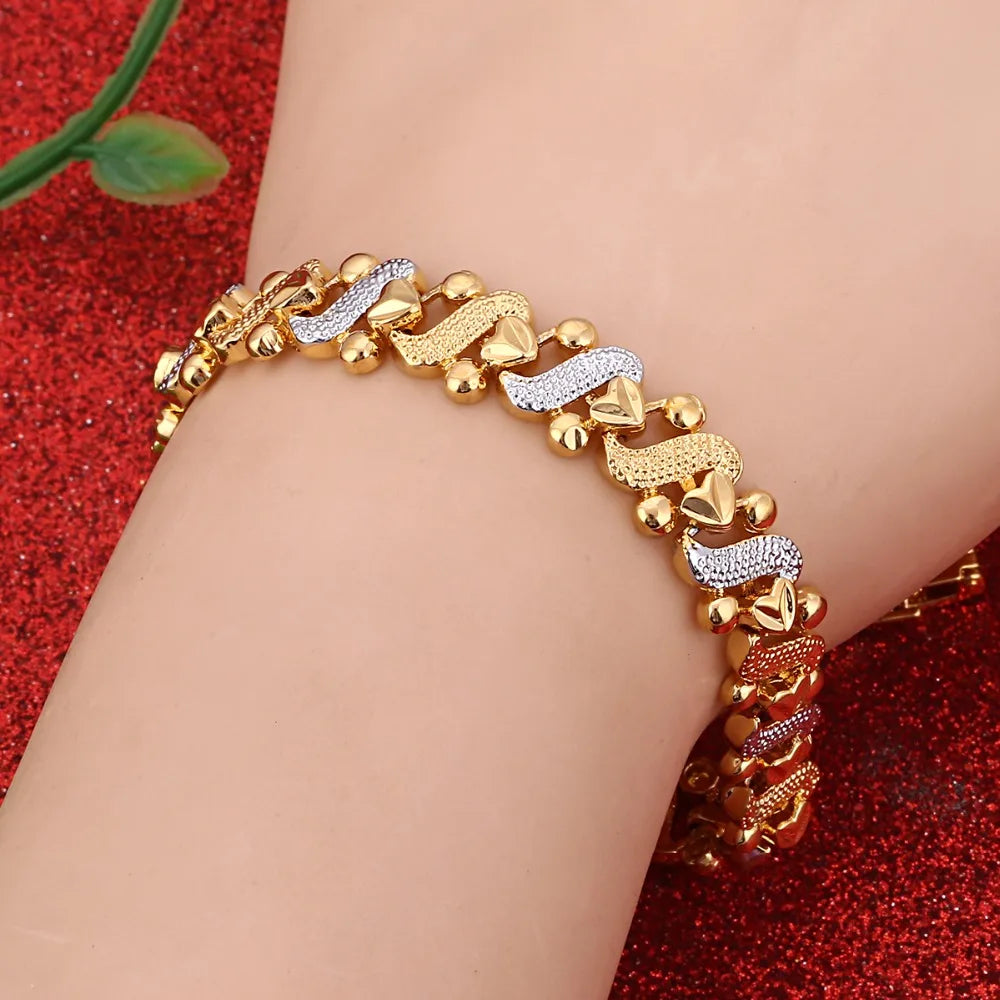 Pulseira Luxo Coração Dourada