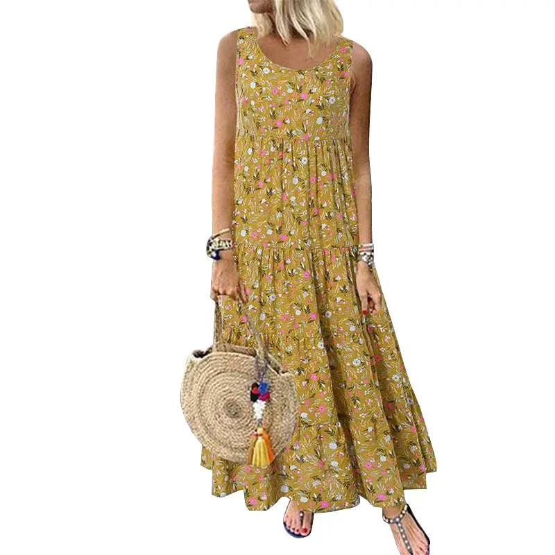 Vestido Maxi Boêmio Floral Feminino