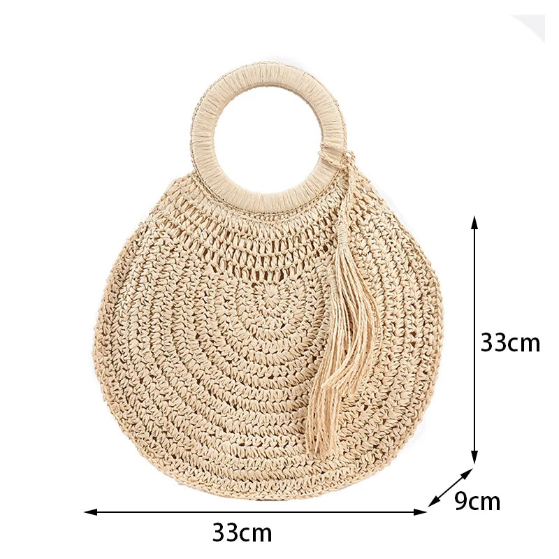 Bolsa de Ombro Redonda de Vime para Mulheres