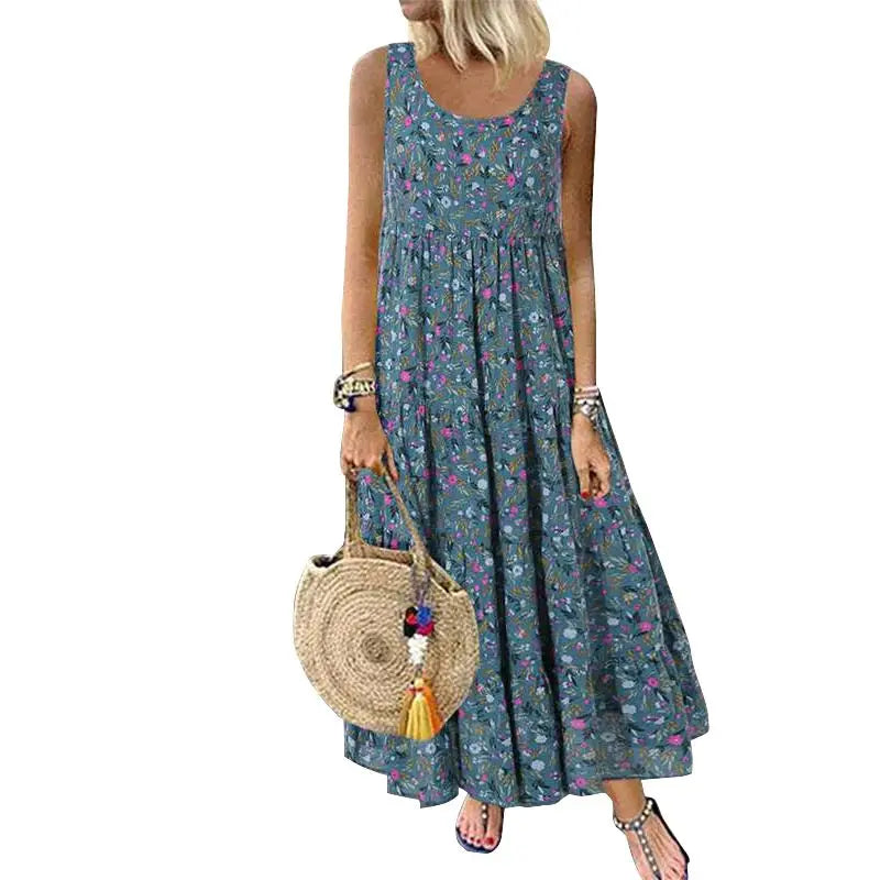Vestido Maxi Boêmio Floral Feminino