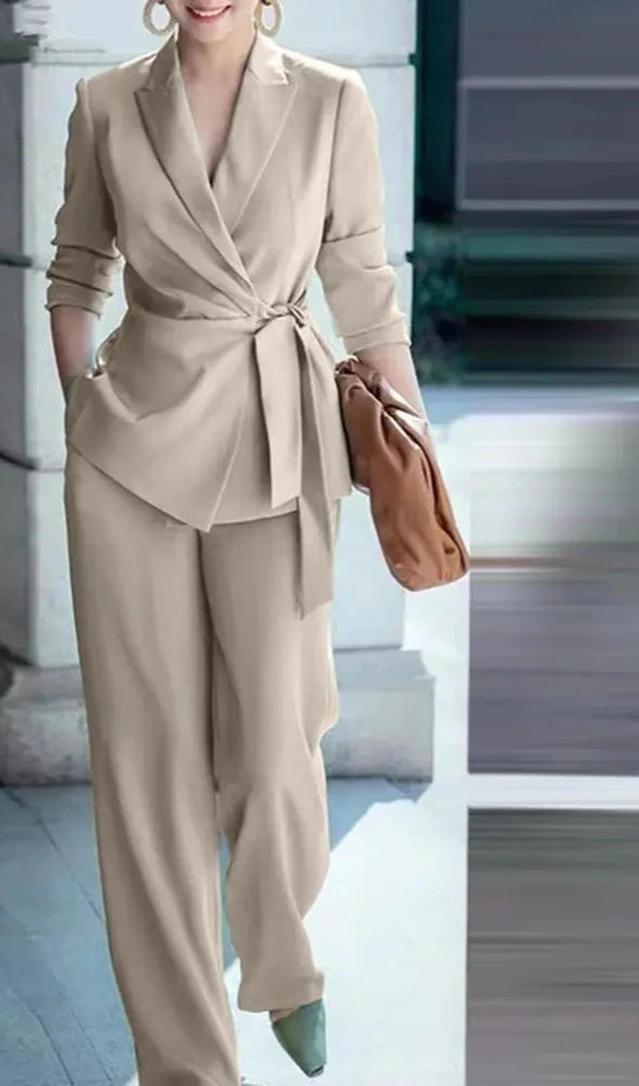 Conjunto Elegante de Blazer e Calças Largas