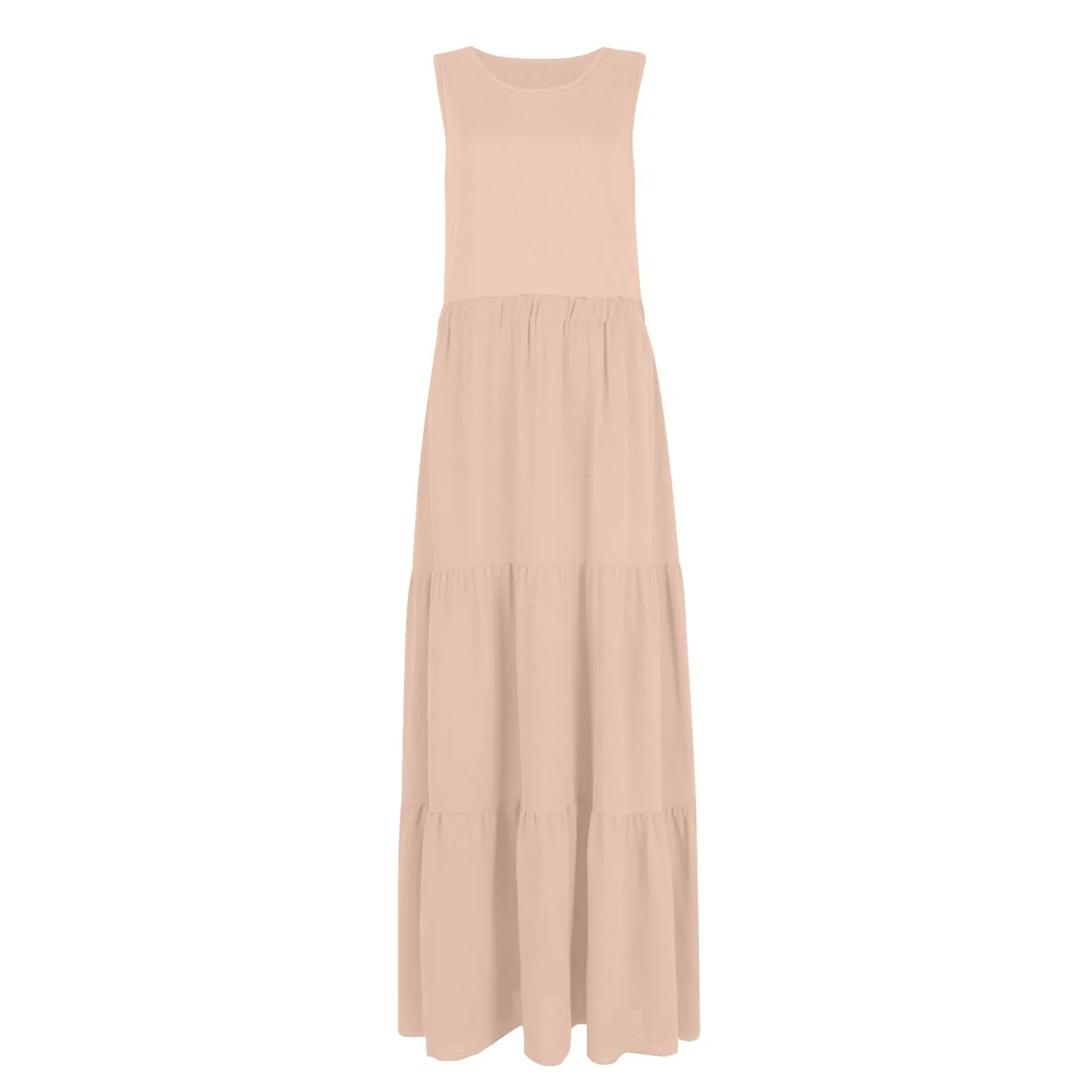 Vestido Longo de Praia Boêmio Sem Mangas