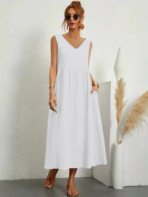Vestido Casual Plus Size Feminino Sem Mangas