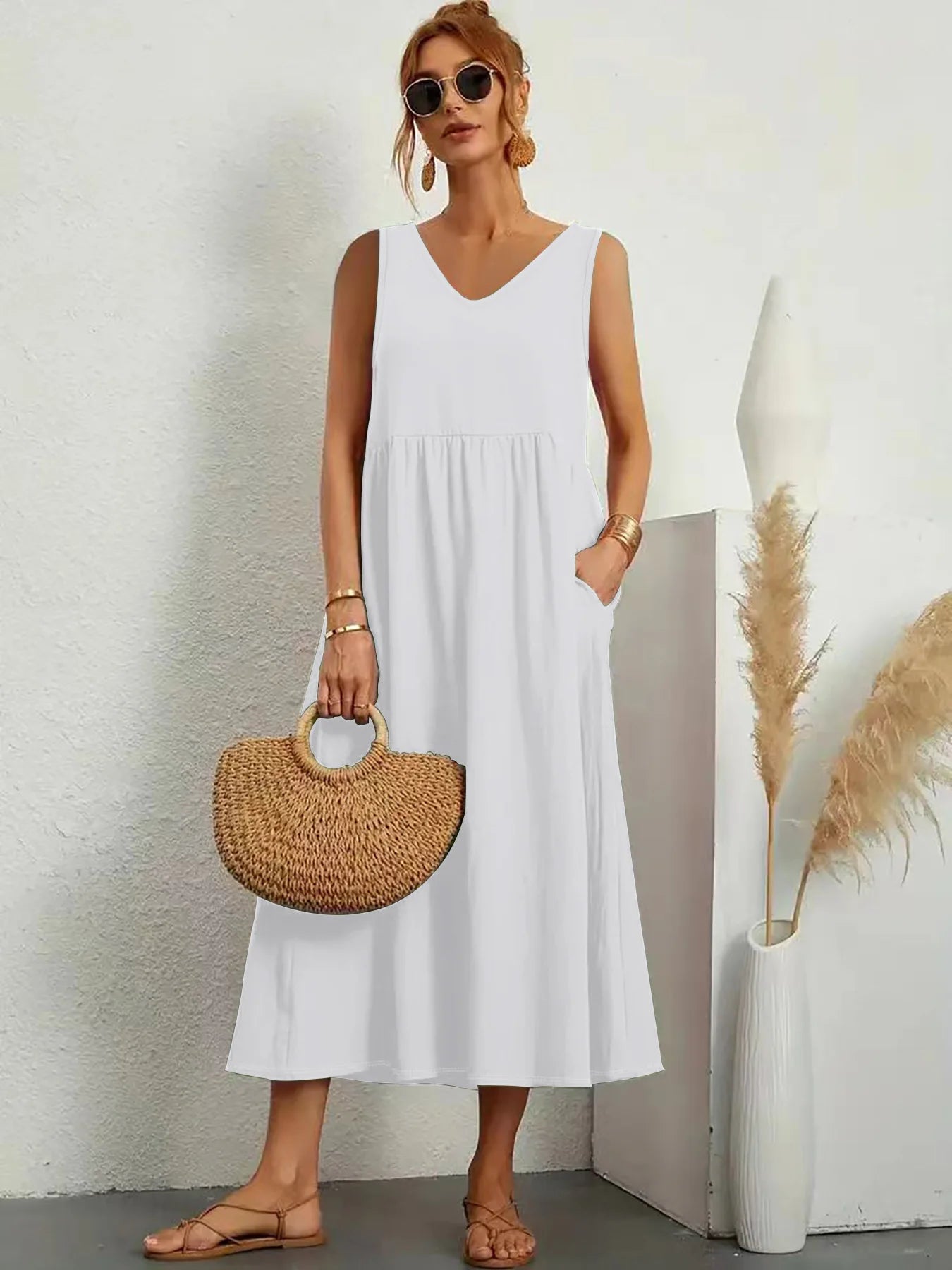 Vestido Casual Plus Size Feminino Sem Mangas