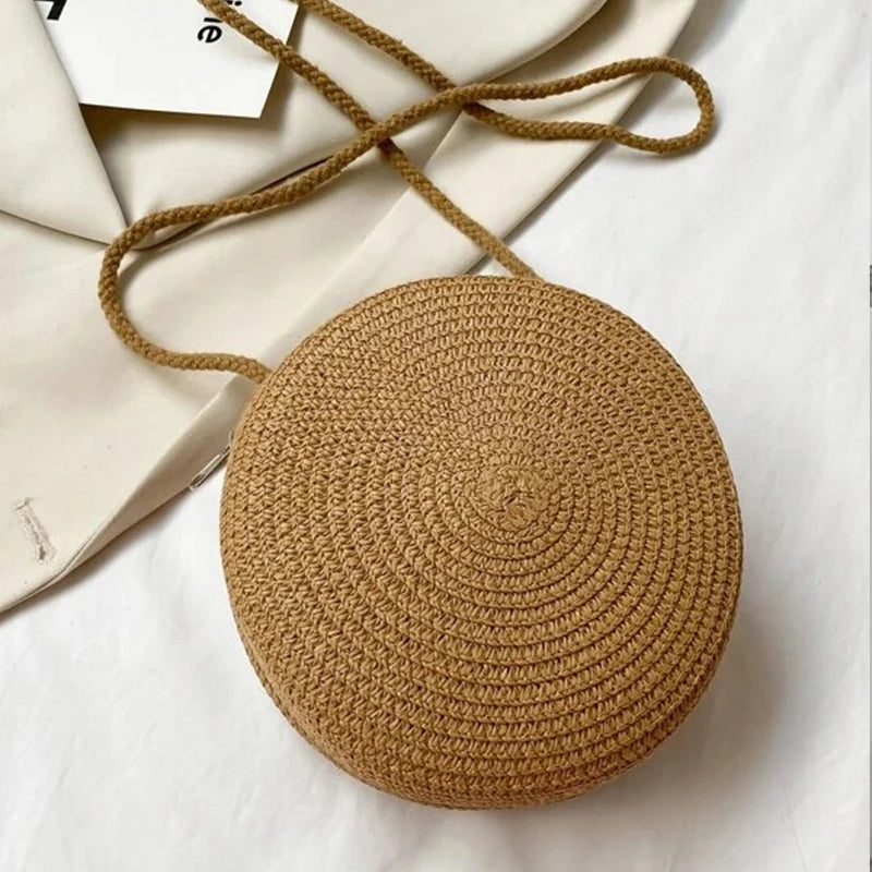 Bolsa de Palha Minimalista Crossbody para Mulheres