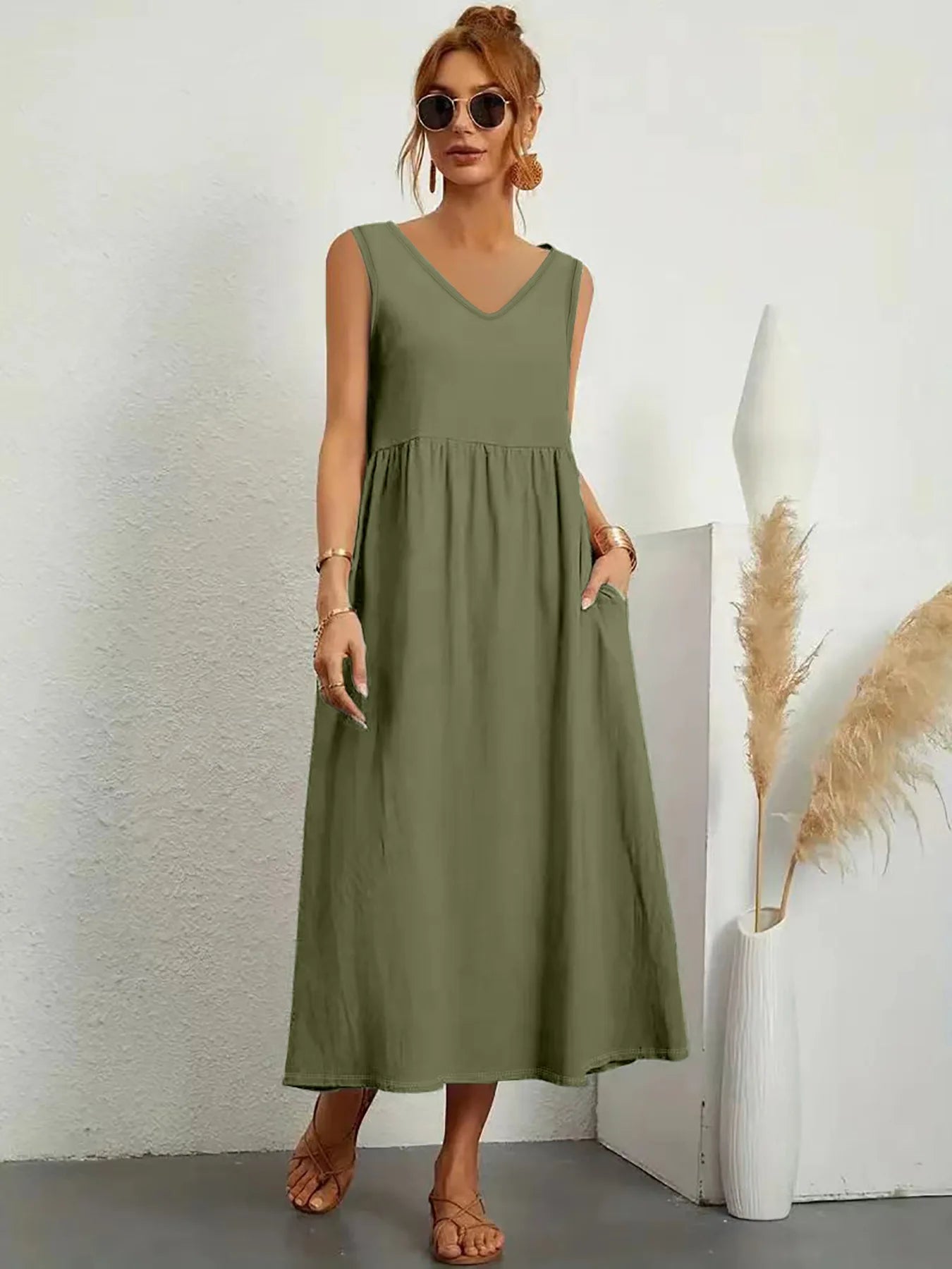 Vestido Casual Plus Size Feminino Sem Mangas
