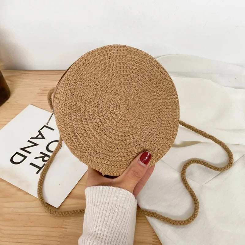 Bolsa de Palha Minimalista Crossbody para Mulheres