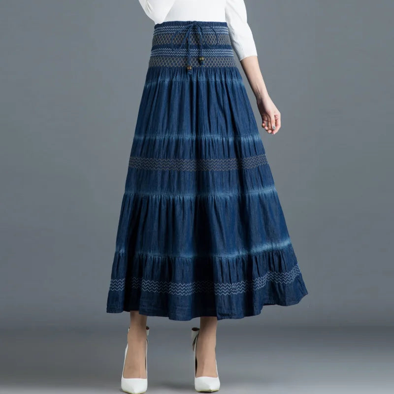 Saia Longa Casual Feminina com Cintura Alta