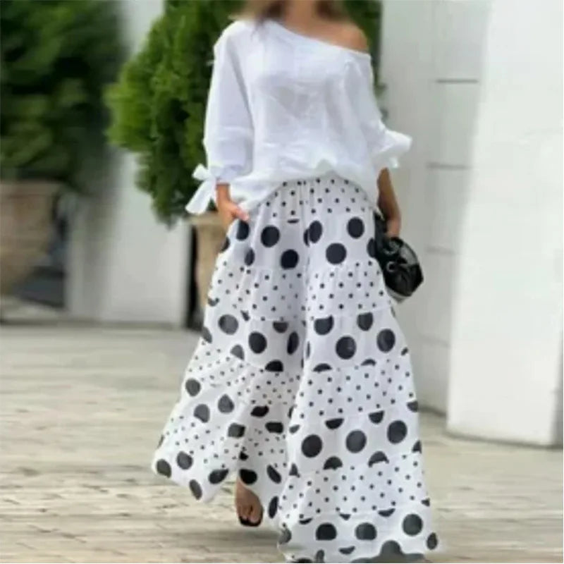 Conjunto Feminino Elegante com Saia Longa e Camisa Solta