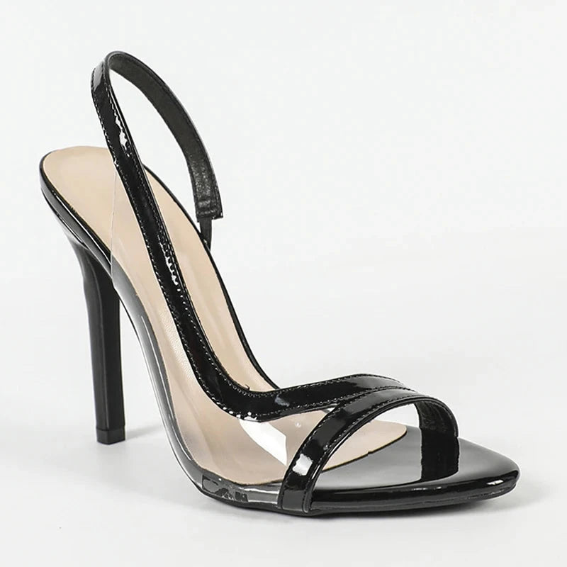 Sandálias Femininas de Salto Alto em PVC Transparente