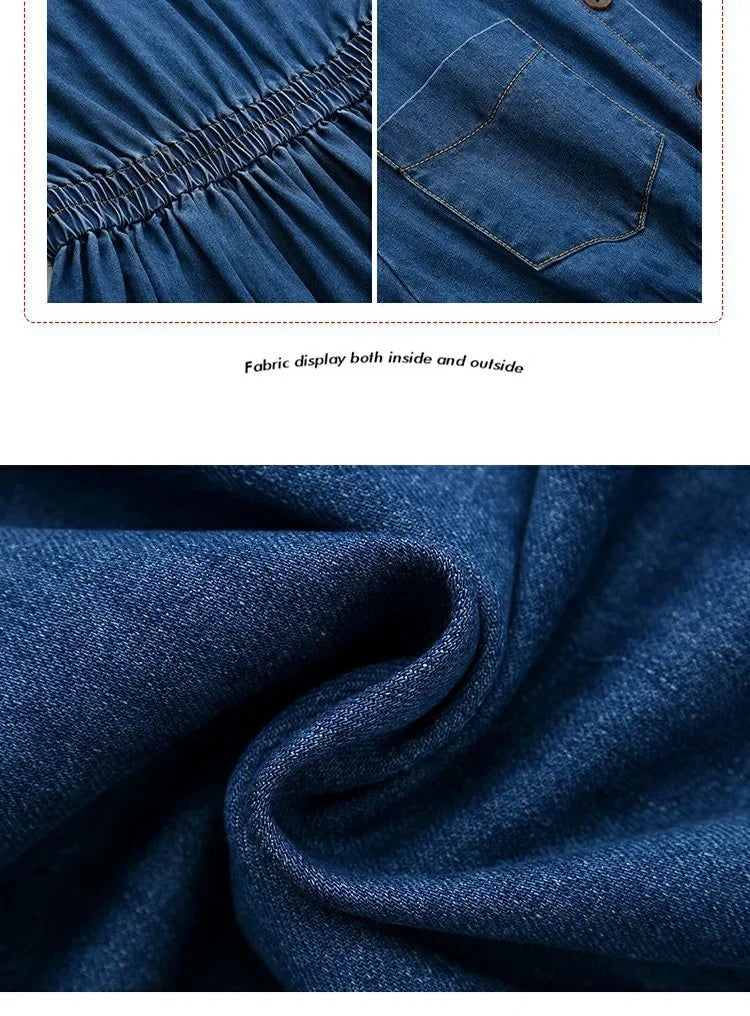 Vestido Jeans Azul Vintage Feminino Longo