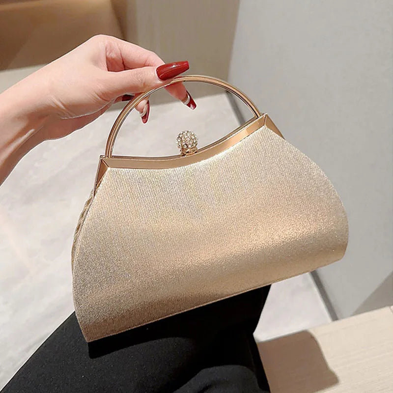 Bolsa de Noite Plissada Feminina com Glitter