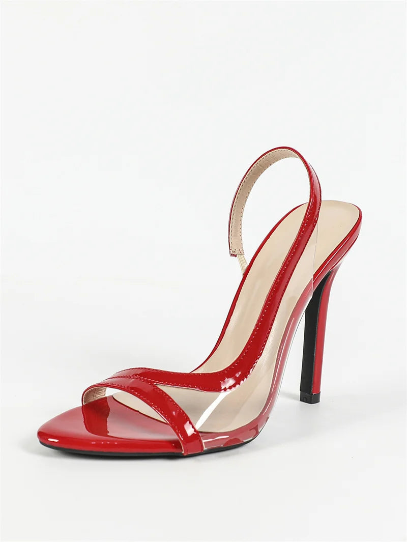 Sandálias Femininas de Salto Alto em PVC Transparente