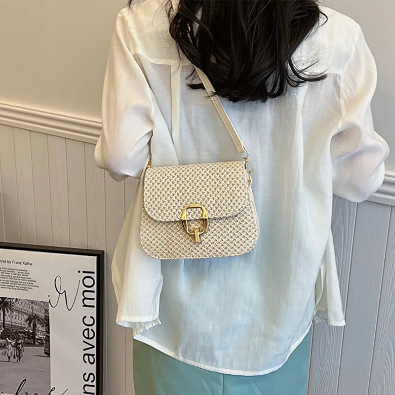 Bolsa de Palha Crossbody Estilosa para Praia