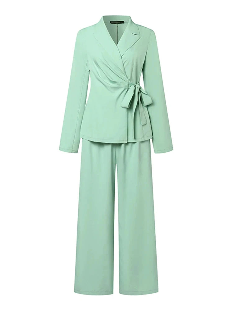 Conjunto Elegante de Blazer e Calças Largas