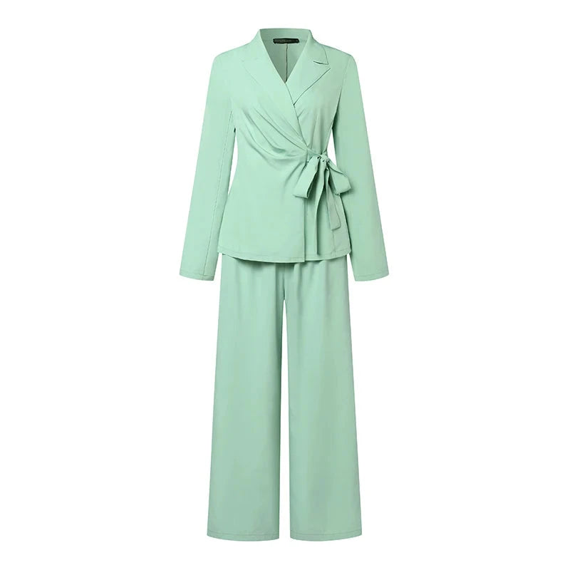 Conjunto Elegante de Blazer e Calças Largas