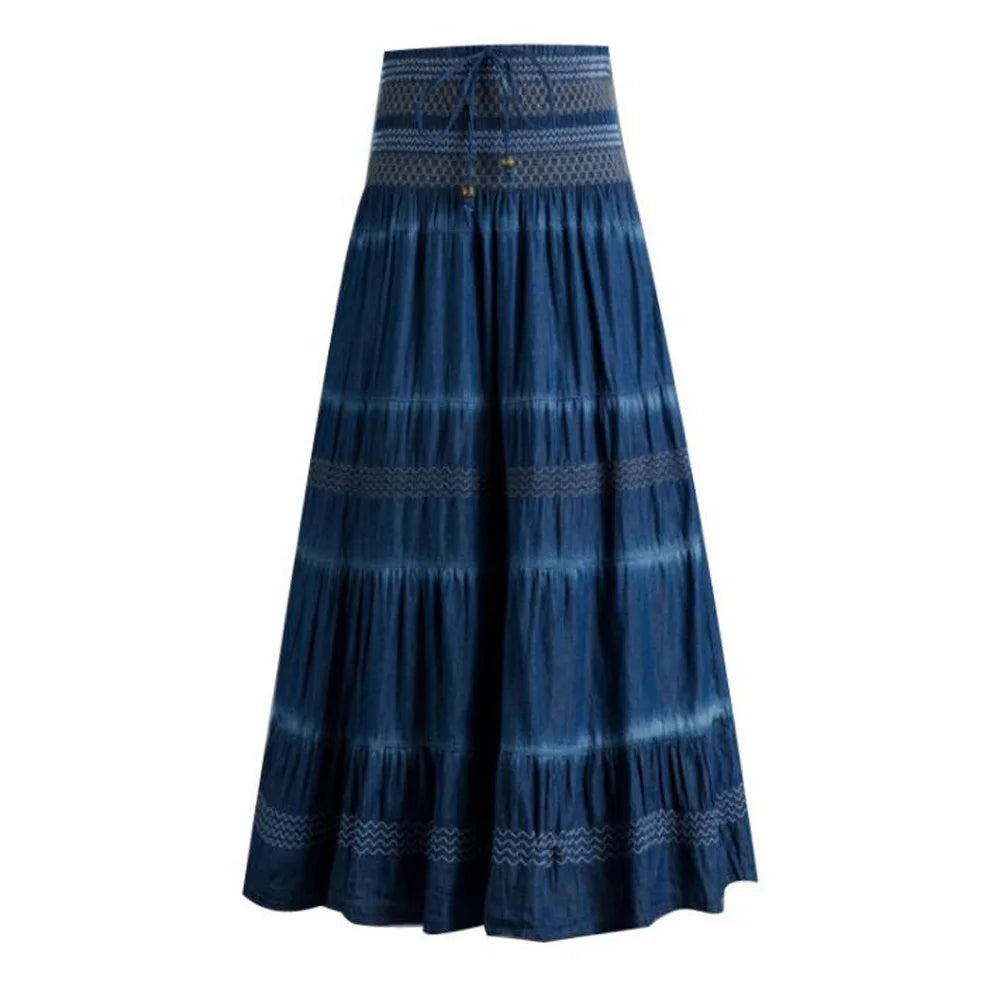 Saia Longa Casual Feminina com Cintura Alta