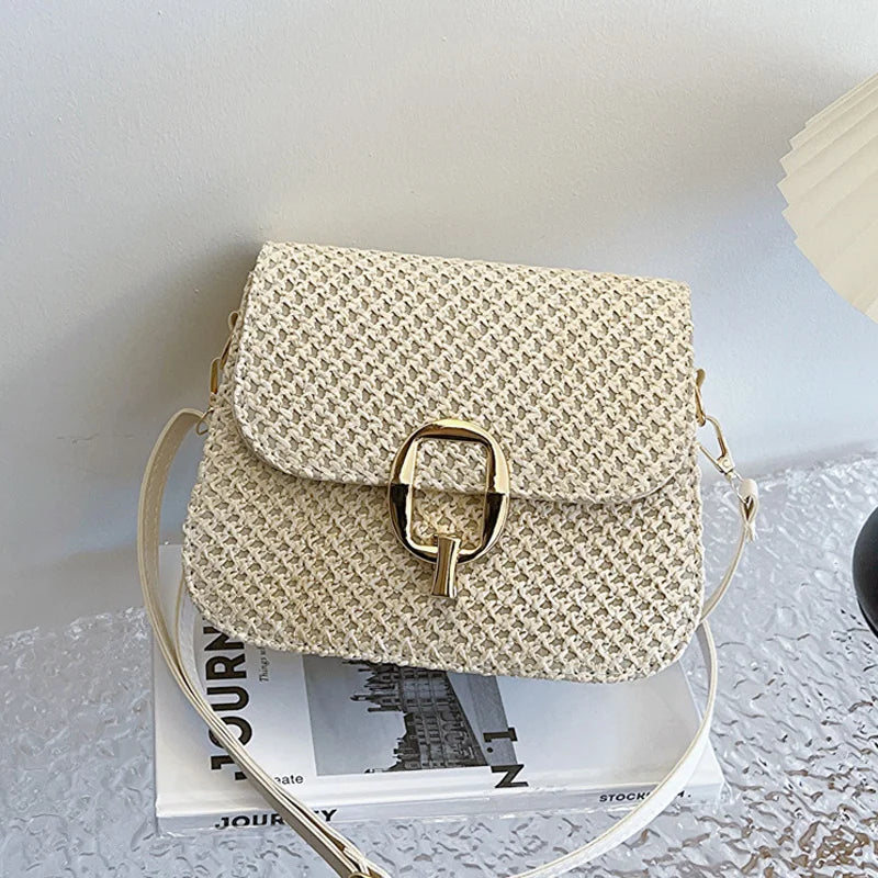 Bolsa de Palha Crossbody Estilosa para Praia