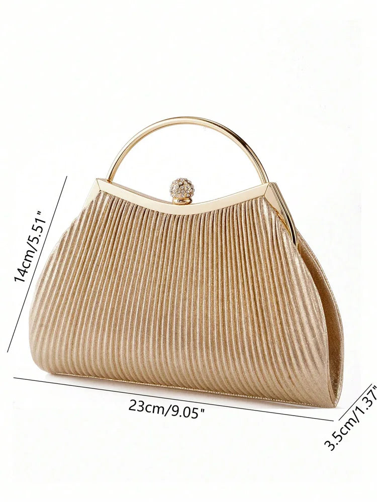 Bolsa de Noite Plissada Feminina com Glitter