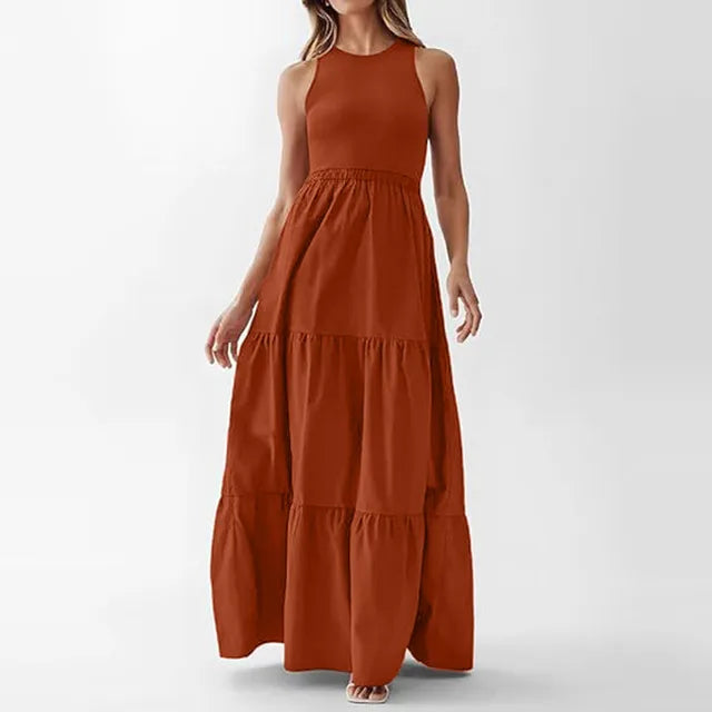 Vestido Longo de Praia Boêmio Sem Mangas