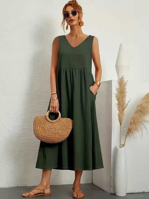 Vestido Casual Plus Size Feminino Sem Mangas