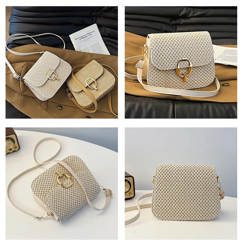 Bolsa de Palha Crossbody Estilosa para Praia