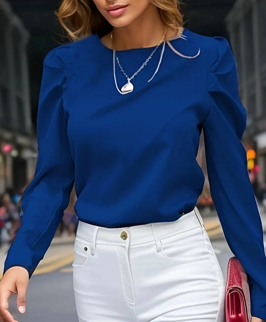 Blusa de Manga Comprida Feminina com Gola Redonda