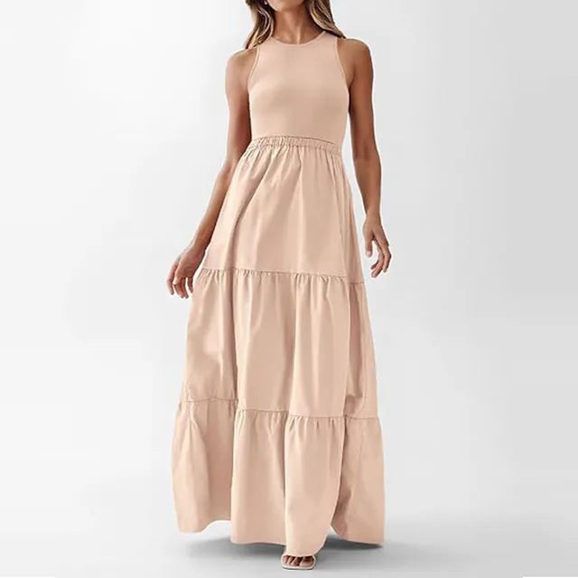 Vestido Longo de Praia Boêmio Sem Mangas