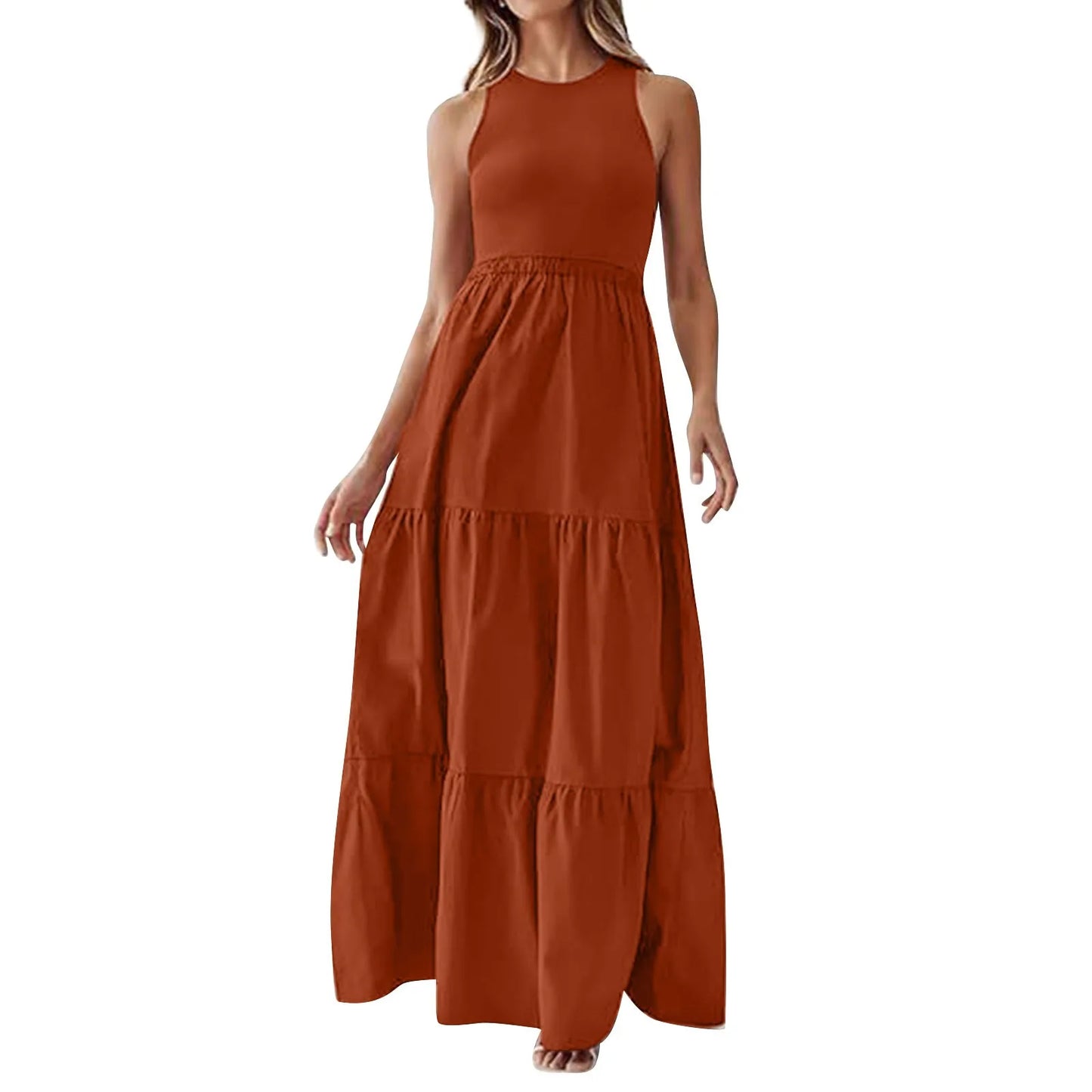Vestido Longo de Praia Boêmio Sem Mangas