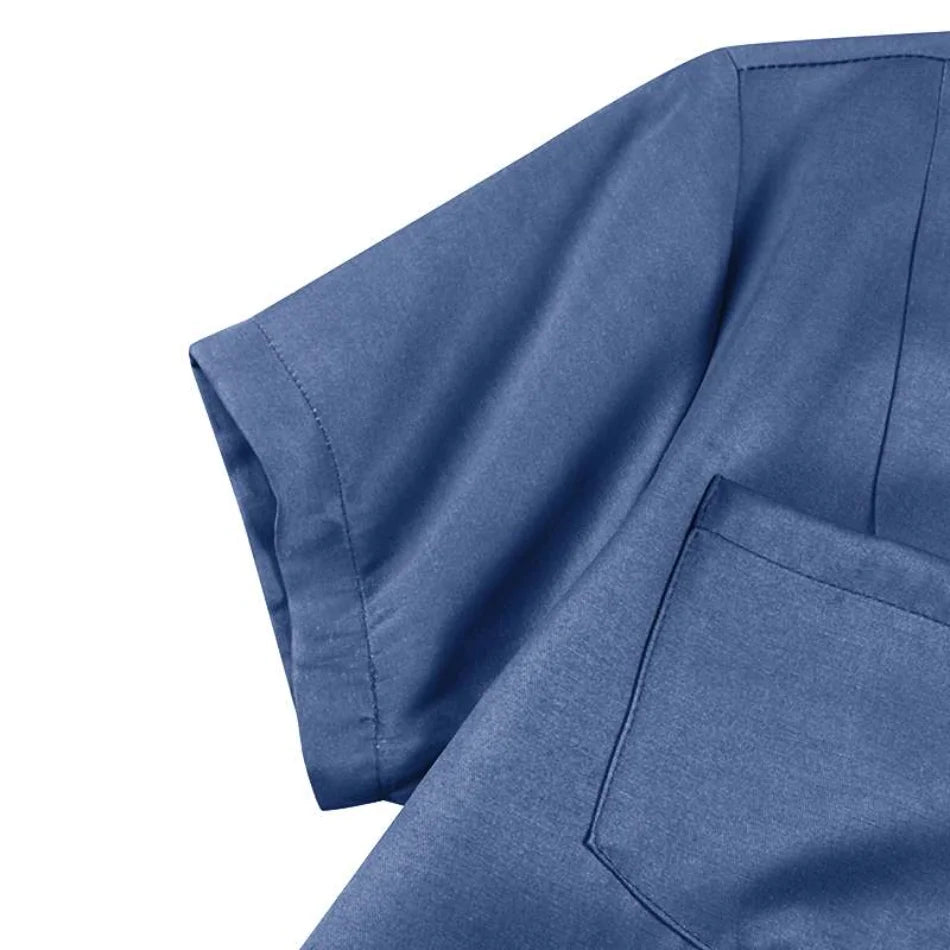 Vestido Longo Feminino com Manga Curta e Gola Virada