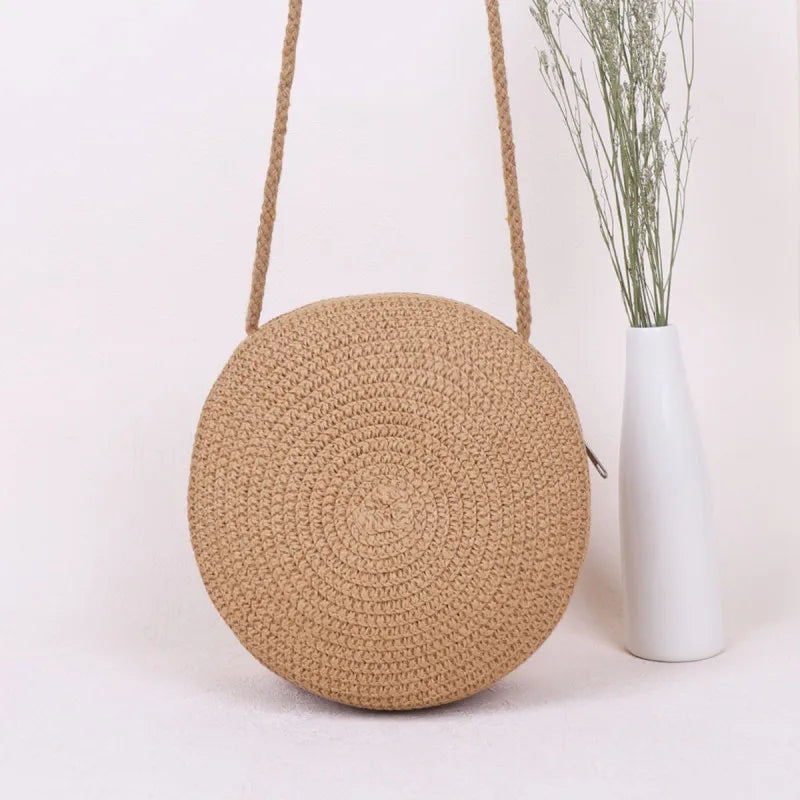 Bolsa de Palha Minimalista Crossbody para Mulheres