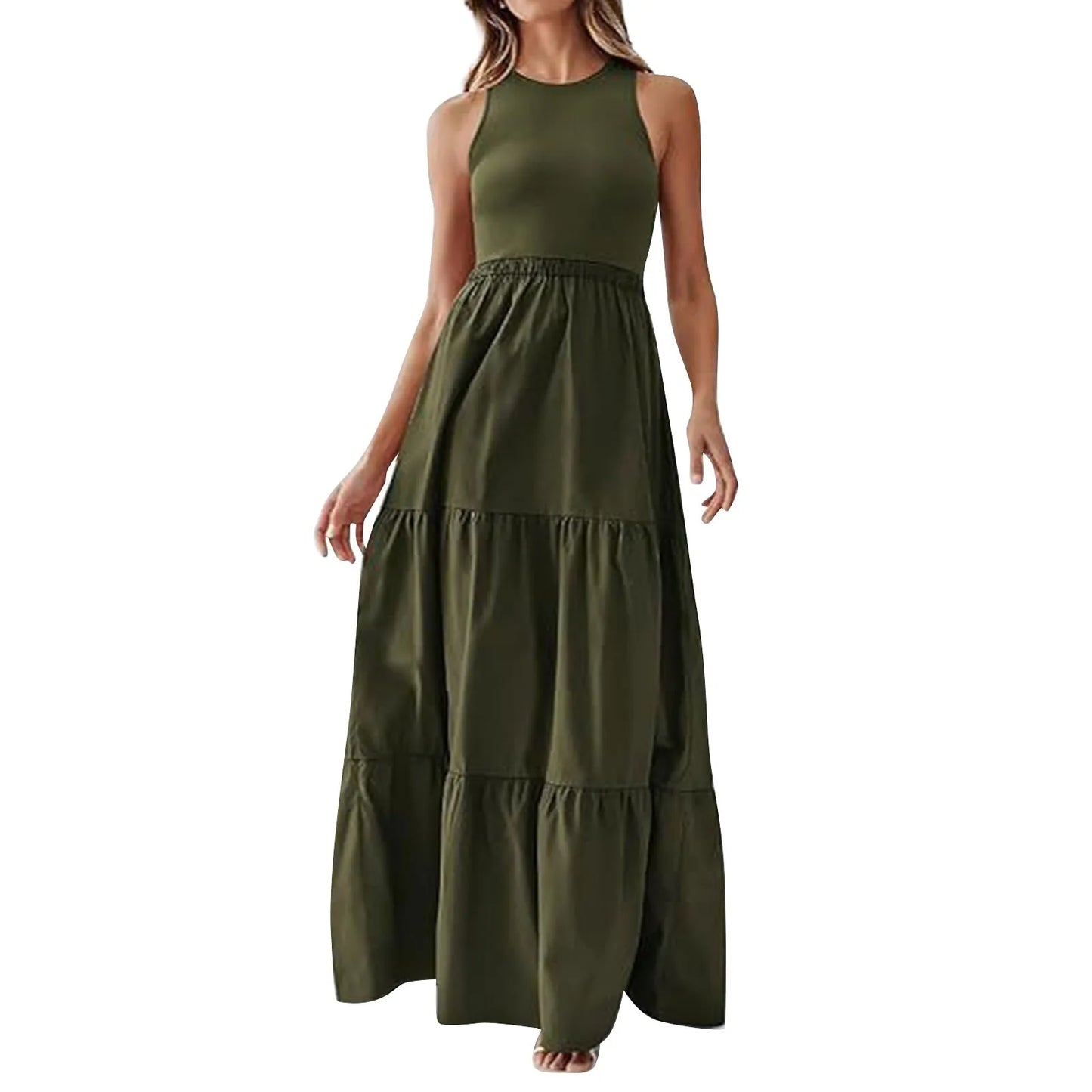 Vestido Longo de Praia Boêmio Sem Mangas