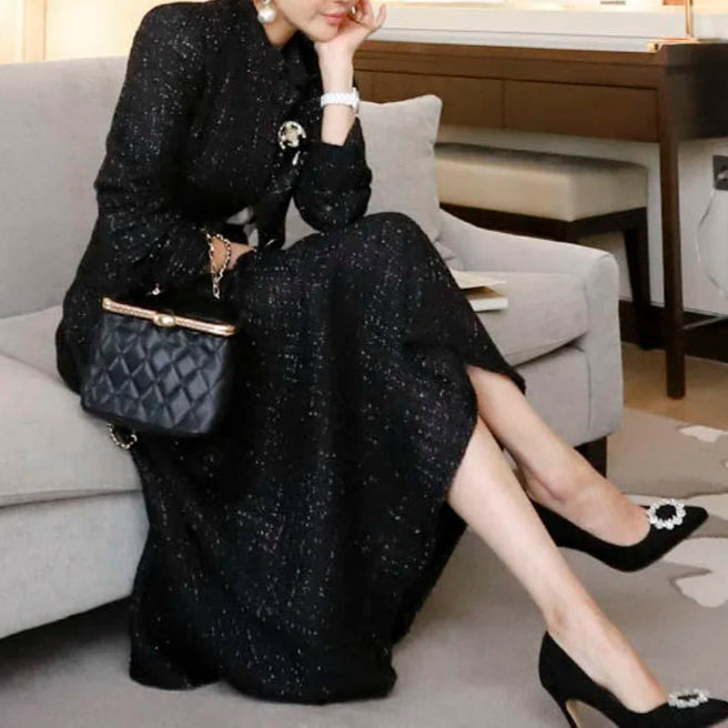 Conjunto Elegante de Saia e Casaco de Lã