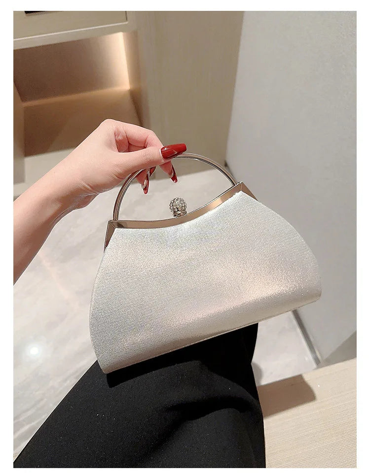 Bolsa de Noite Plissada Feminina com Glitter