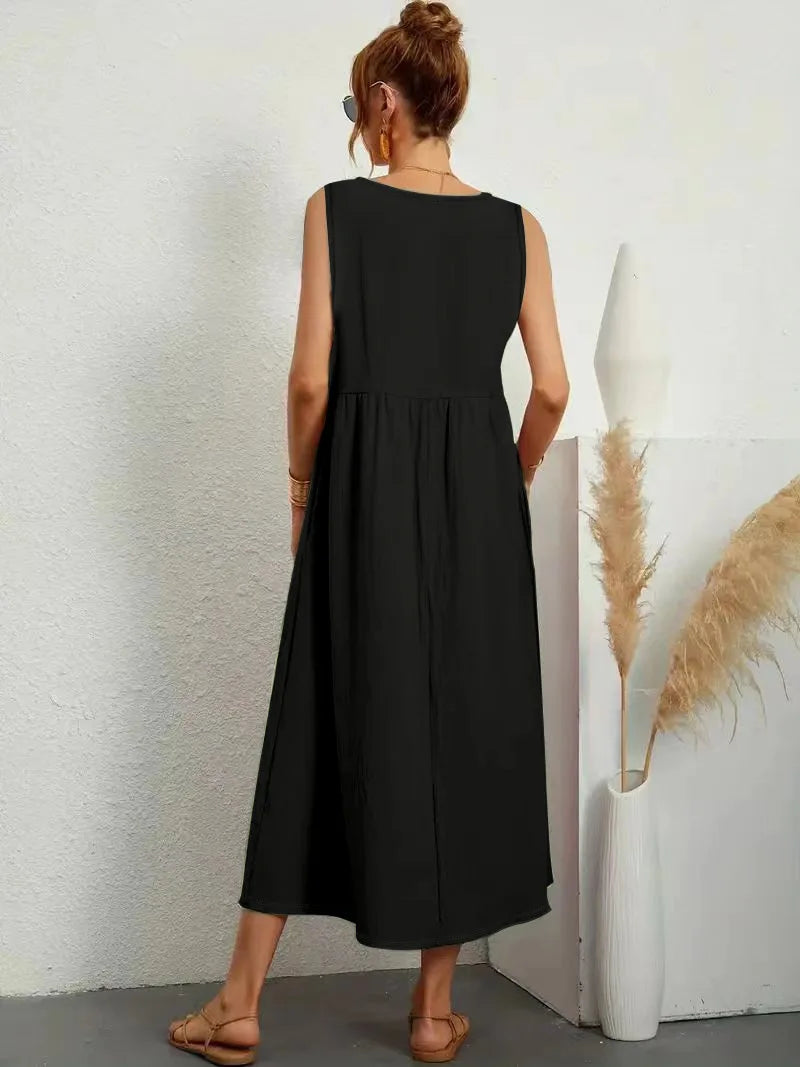 Vestido Casual Plus Size Feminino Sem Mangas