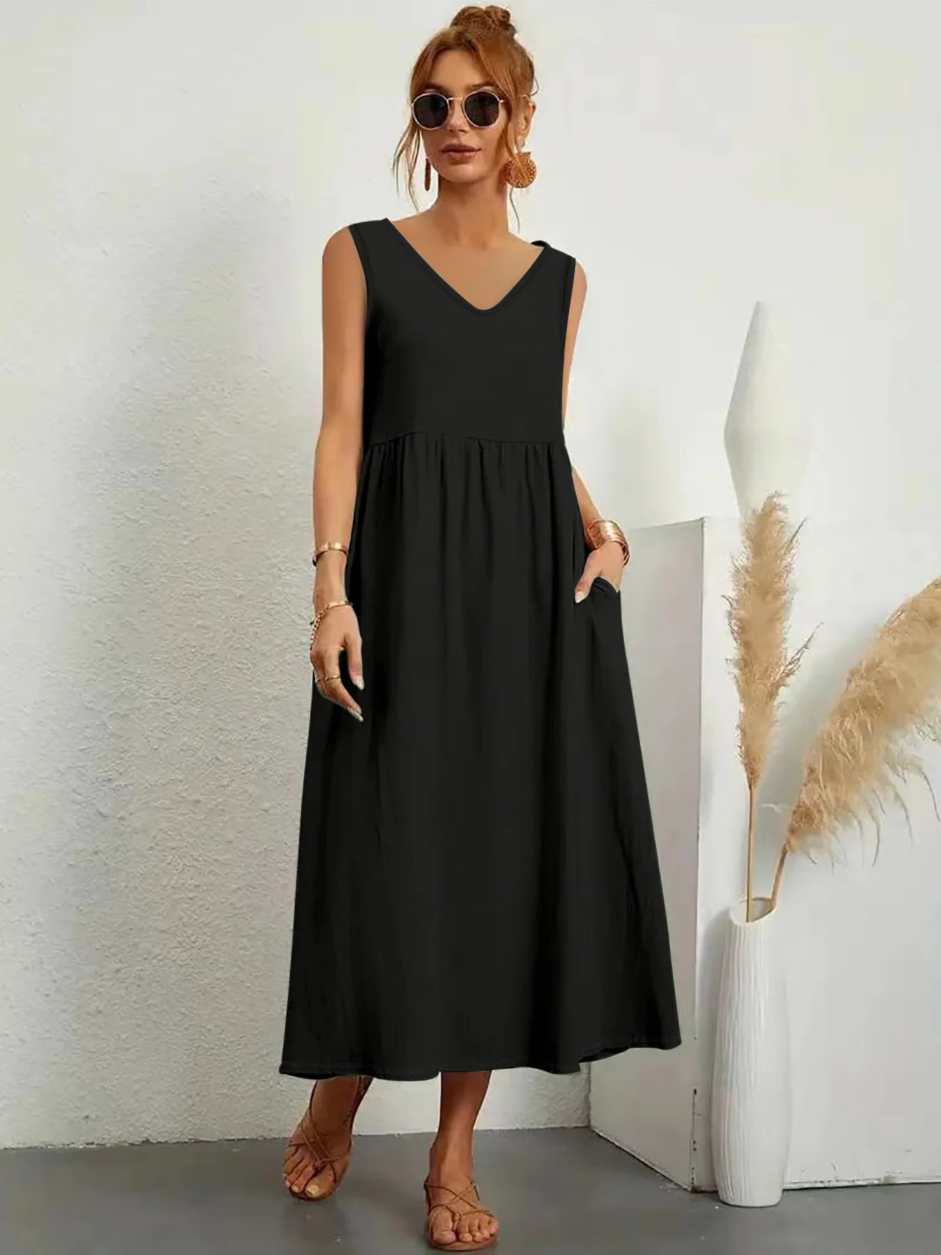 Vestido Casual Plus Size Feminino Sem Mangas