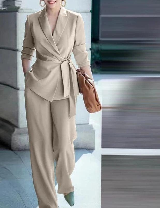 Conjunto Elegante de Blazer e Calças Largas