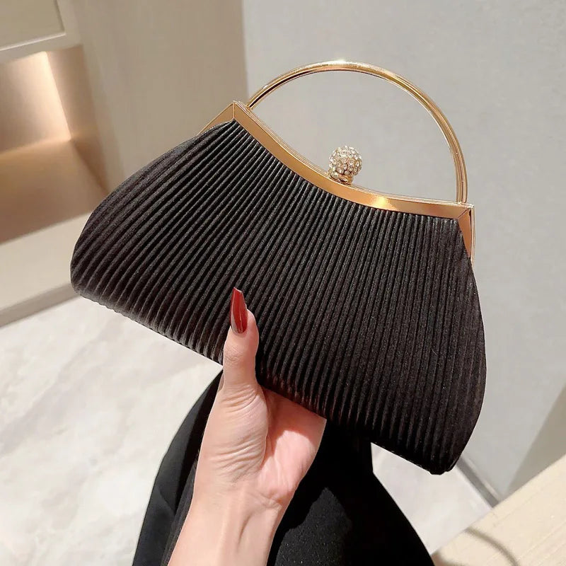 Bolsa de Noite Plissada Feminina com Glitter