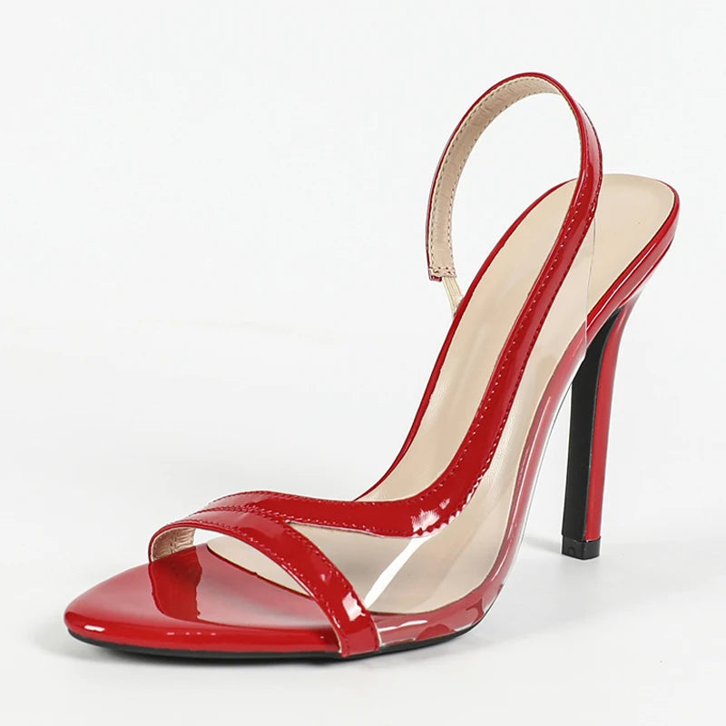 Sandálias Femininas de Salto Alto em PVC Transparente