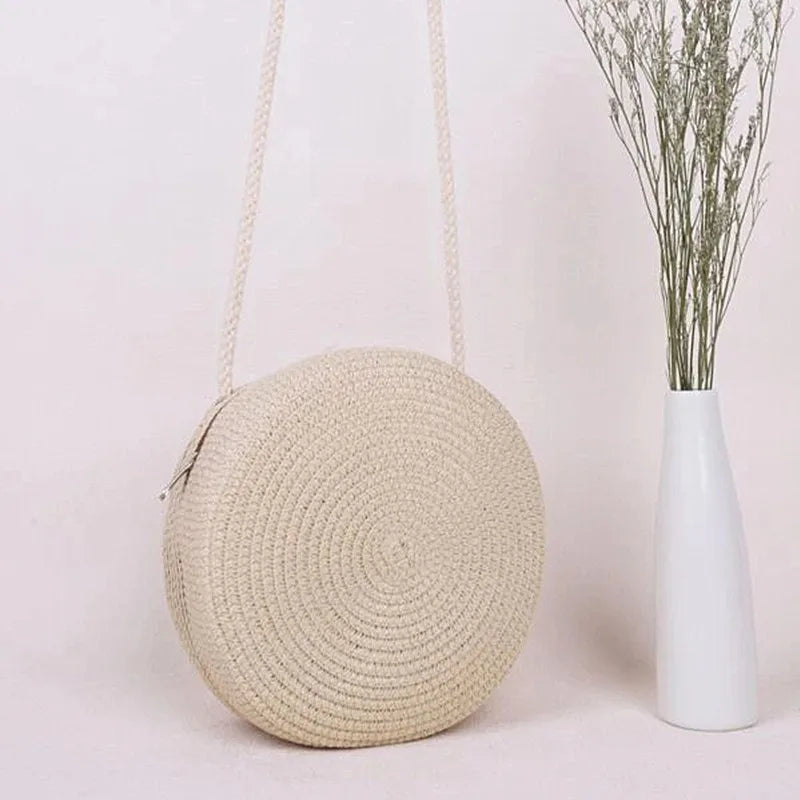 Bolsa de Palha Minimalista Crossbody para Mulheres