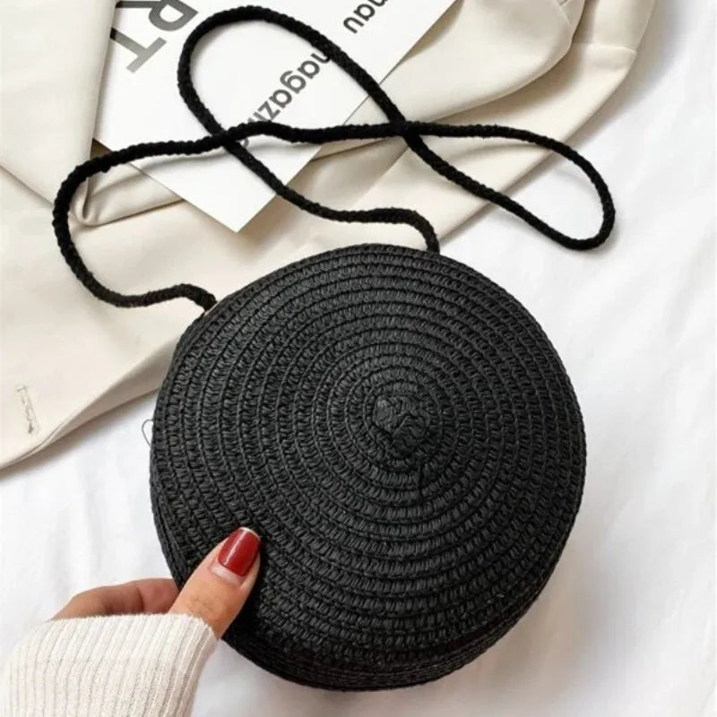 Bolsa de Palha Minimalista Crossbody para Mulheres