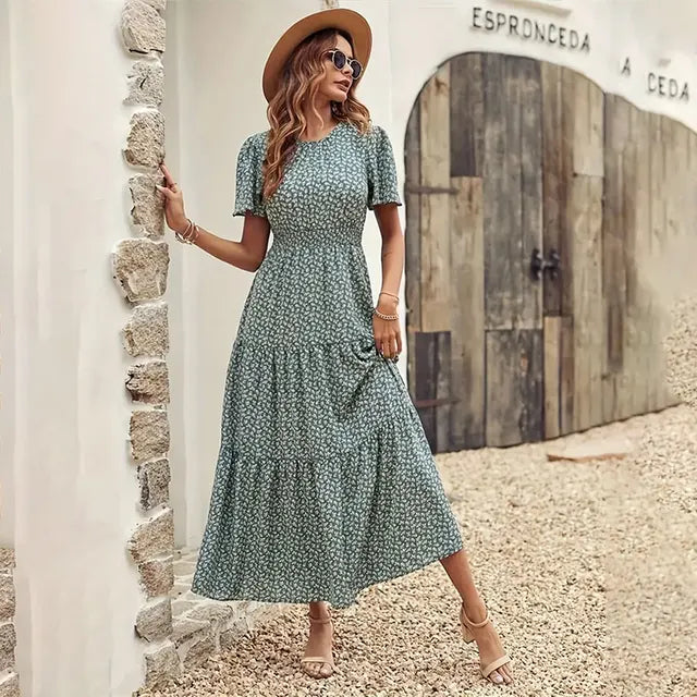 Vestido Longo Feminino Amarelo com Decote em V